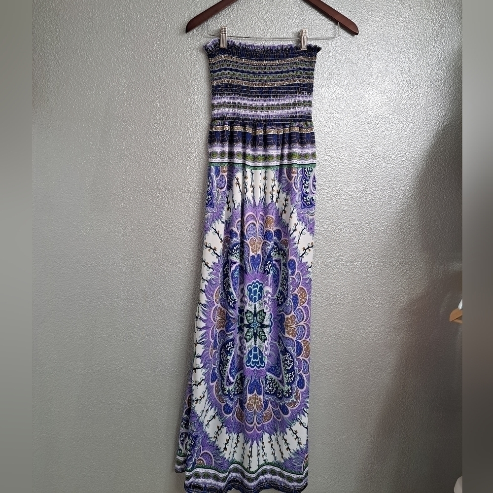 Strapless Multi Colored Maxi Dress